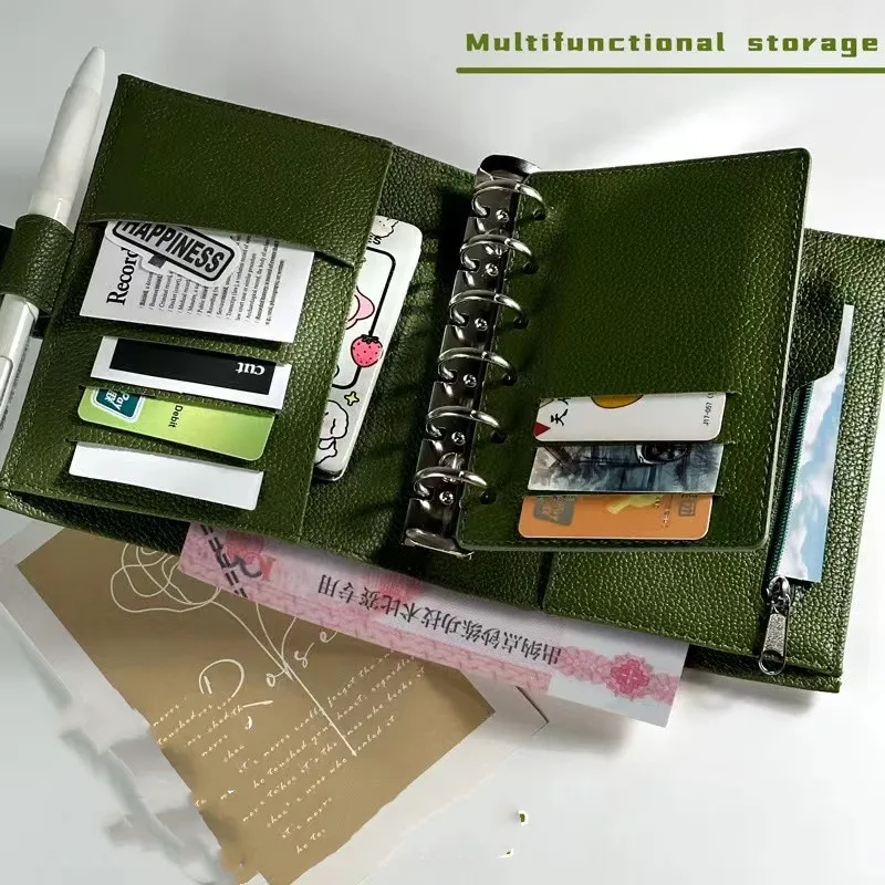 Imagem -05 - Folhas Soltas Faux pu Leather Binder Ring Binder com 45 Folhas Clip-on Notebook Diário Kawaii a7 2023 6