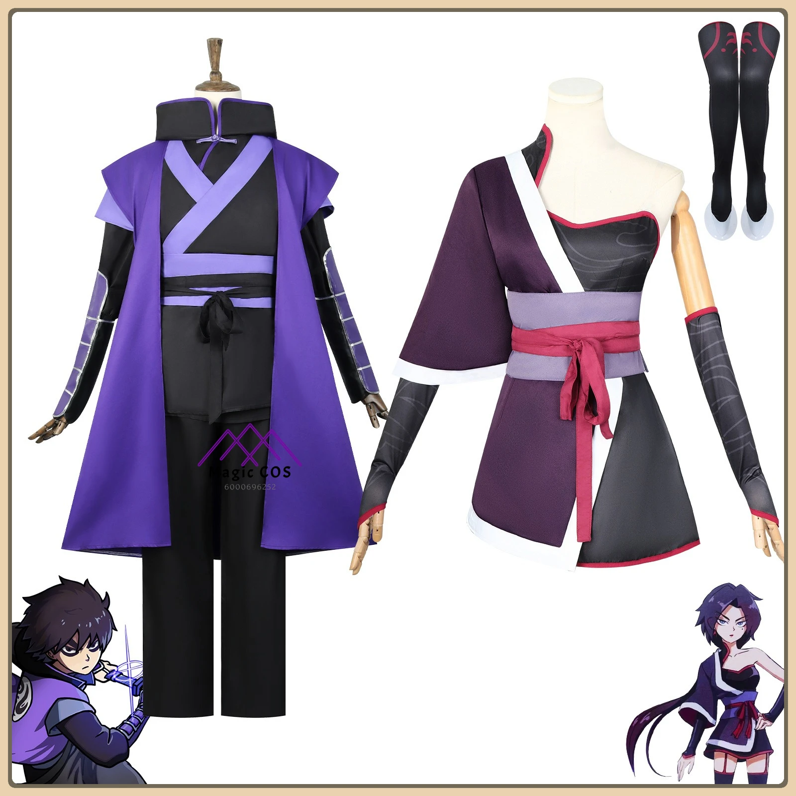 

Аниме Scissor Seven Mei Hua&Qi Косплей Dual Two Outfits Двойные парики Все реквизиты Высококачественный наряд Comic Con (женский/мужской)