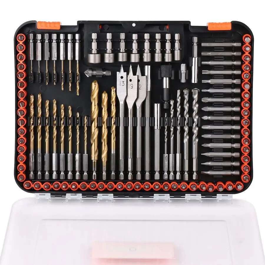 

Impact Drill Bit Set, 112Pieces 1 4 Hex Shank Impact Driver Bits and Screwdriver Bits Set for Screw Driving and Wood Metal Cemen