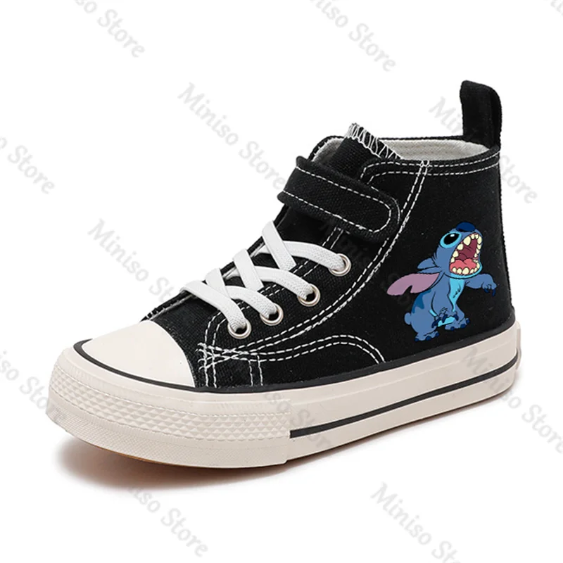 Leinwand Kinder drucken Sport Jungen Tennis schuhe Kinder Mädchen Lilo Stich Mädchen High-Top Disney Casual Cartoon Komfort Schuhe