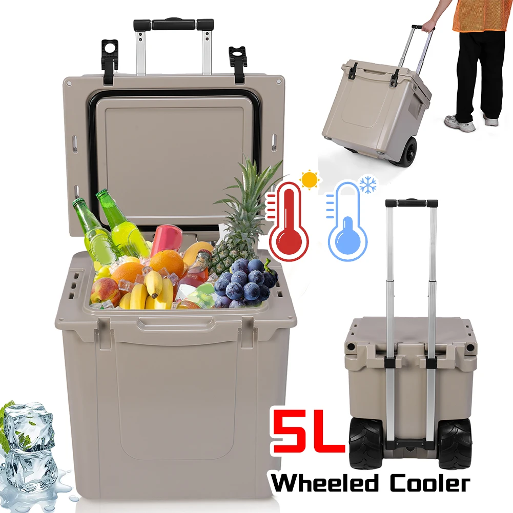

5L Insulated Rotomolded Coolers with Portable Handles/Leak-Proof Tight Latches Heavy Duty Hard Coolers for Beach Camping Fishing