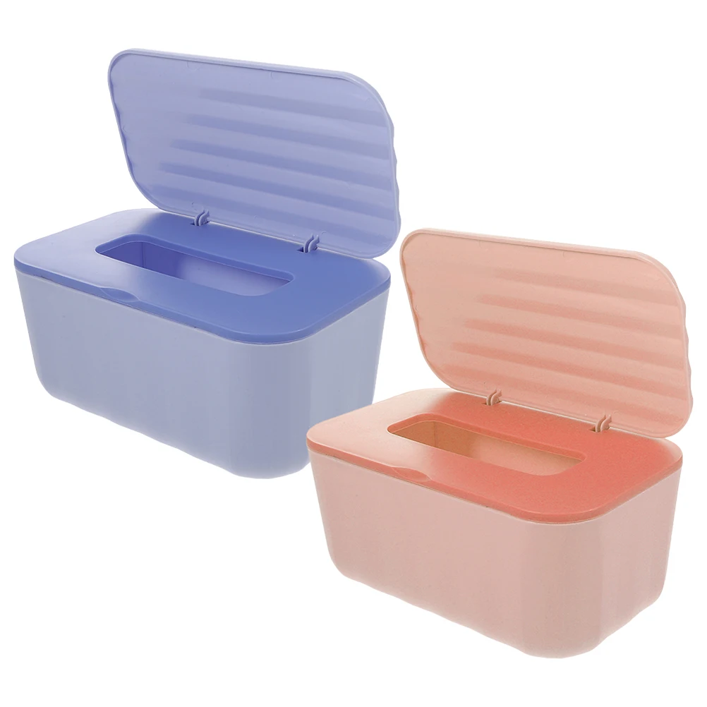 2 pçs caixa de tecido toalhetes recipiente recarregável portátil à prova de poeira plástico viagem quarto do bebê cozinha banheiro dispensador rosa roxo