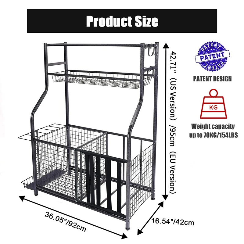 Hurtowy, pojemny organizer do garażu na sprzęt sportowy, zabawki, koszykówki, metalowy regał do przechowywania.