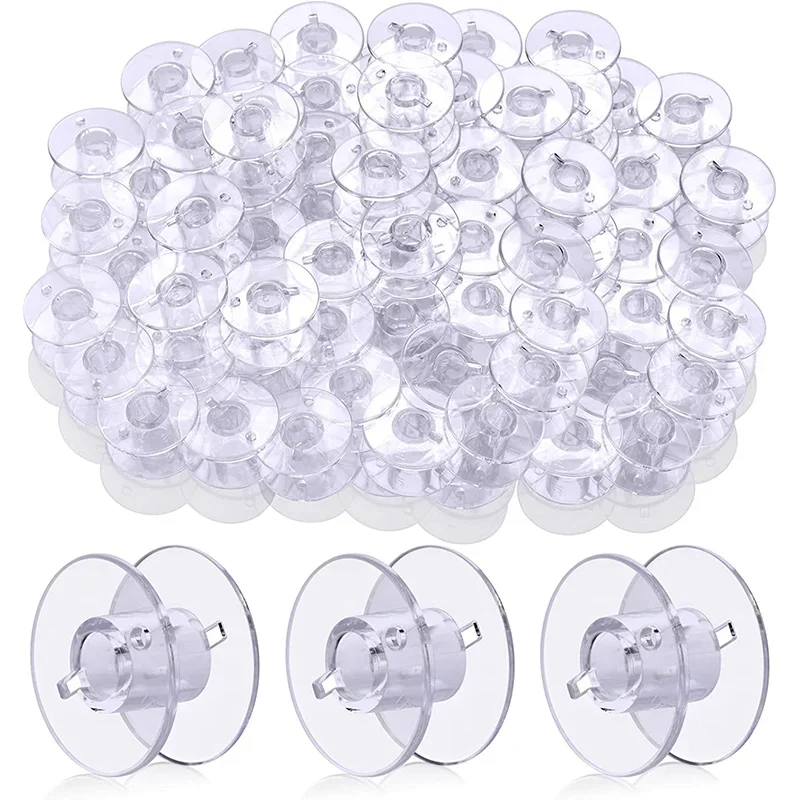 25Pcs Plastic Sewing Machine Bobbins Spools Clear Sewing Empty Bobbins Spools Plastic Storage Box Bobbins For Sewing Accessories