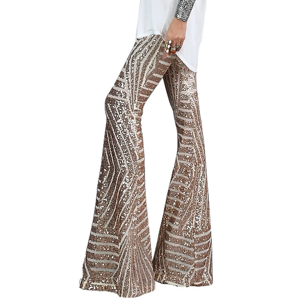 Elegant Sequined Flare Pants for Women - Perfect for Casual Outings