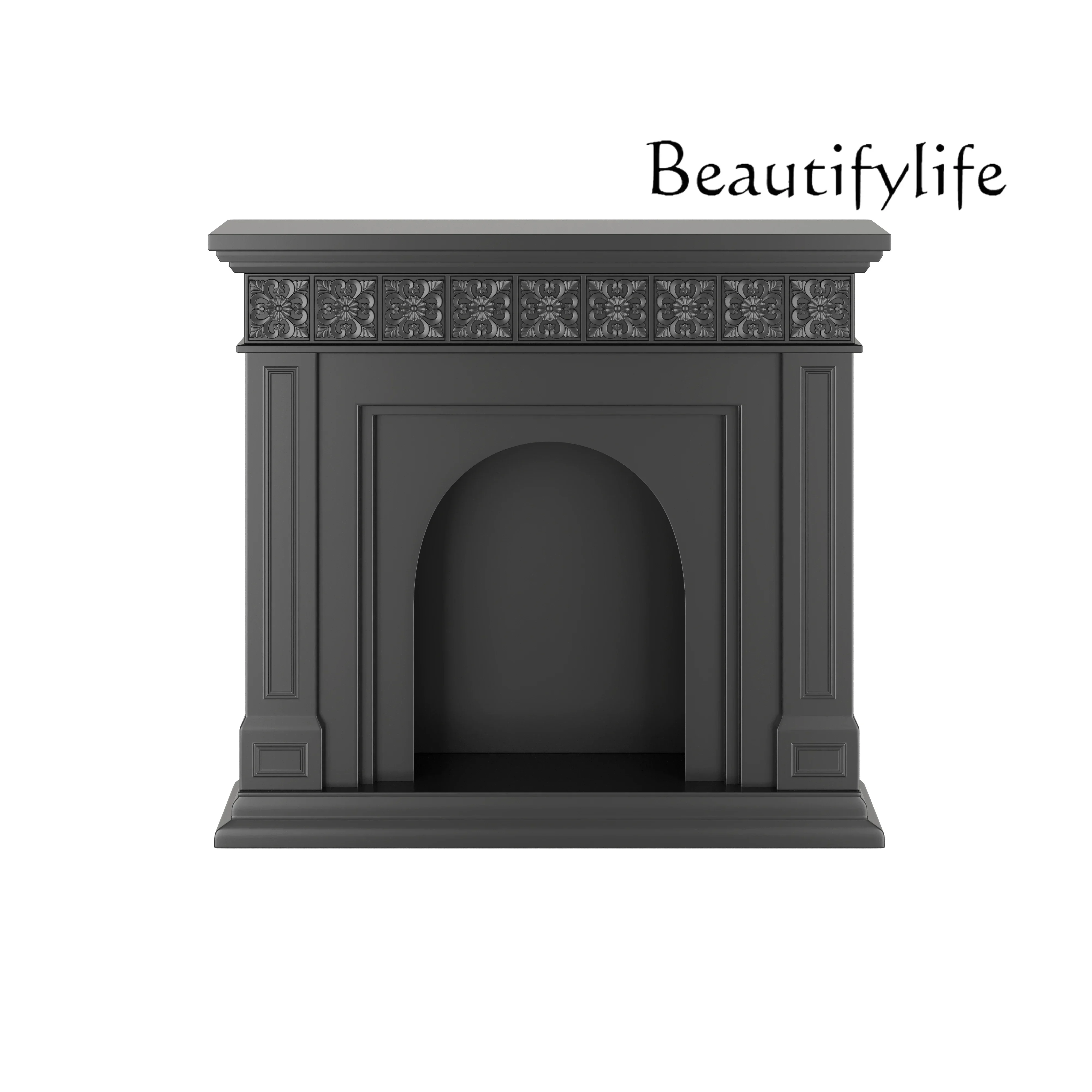 N19  French retro solid wood pattern fireplace living room home wall entrance decorative cabinet