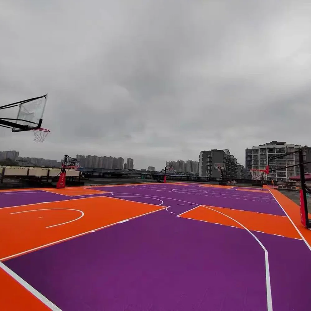 Beable Outdoor Basketball Flooring Surfaces, Backyard Court Kits with Graphics Lines and Multiple Color Sport Tiles, Best