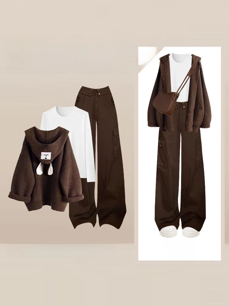 

Early Autumn College Style Fashion Set Cool Workwear Pants Included Three-Piece Set American Style Adult Women's Clothing