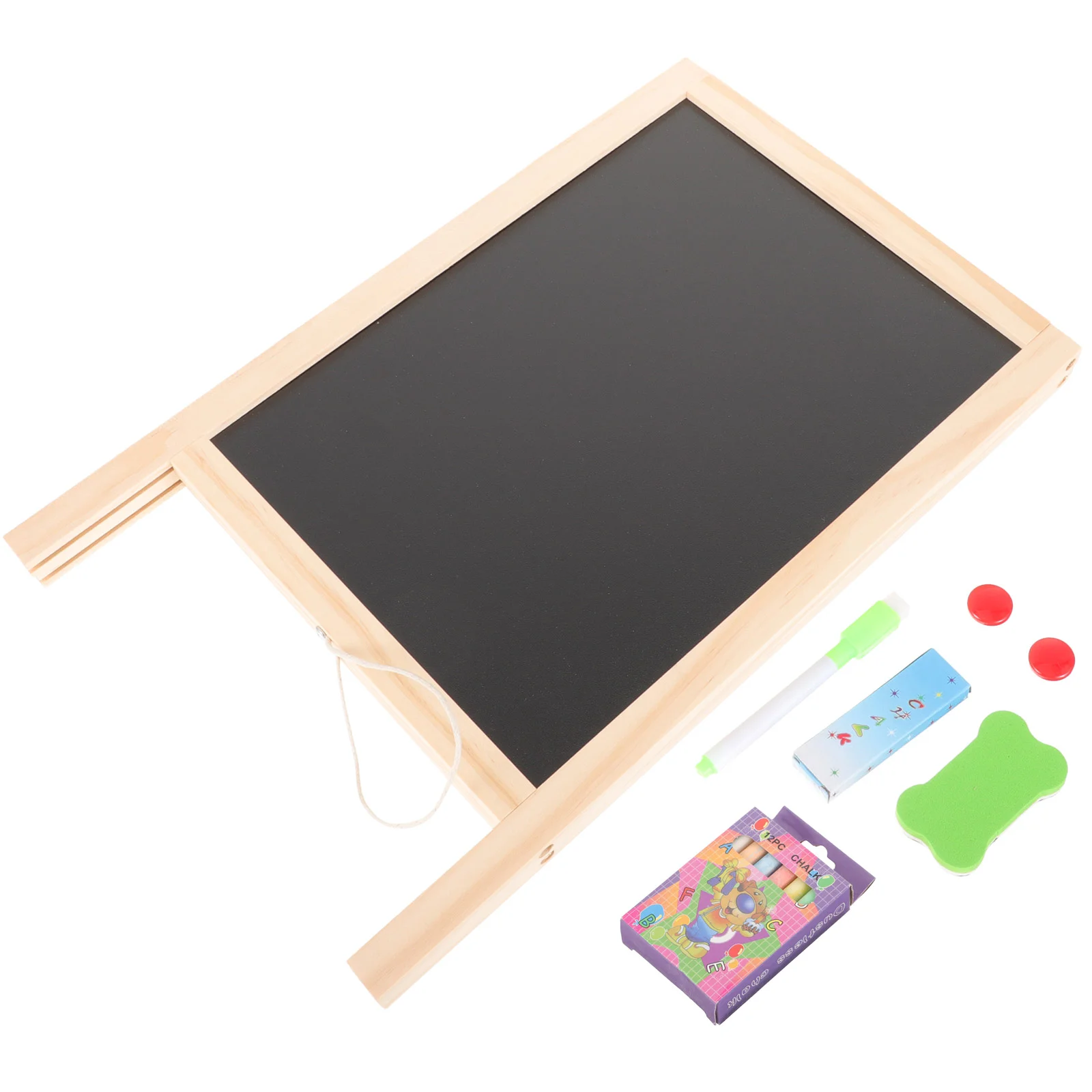 

1 Set of Erasable Whiteboard Double-sided Blackboard Wooden Massage Board Students Chalk Board