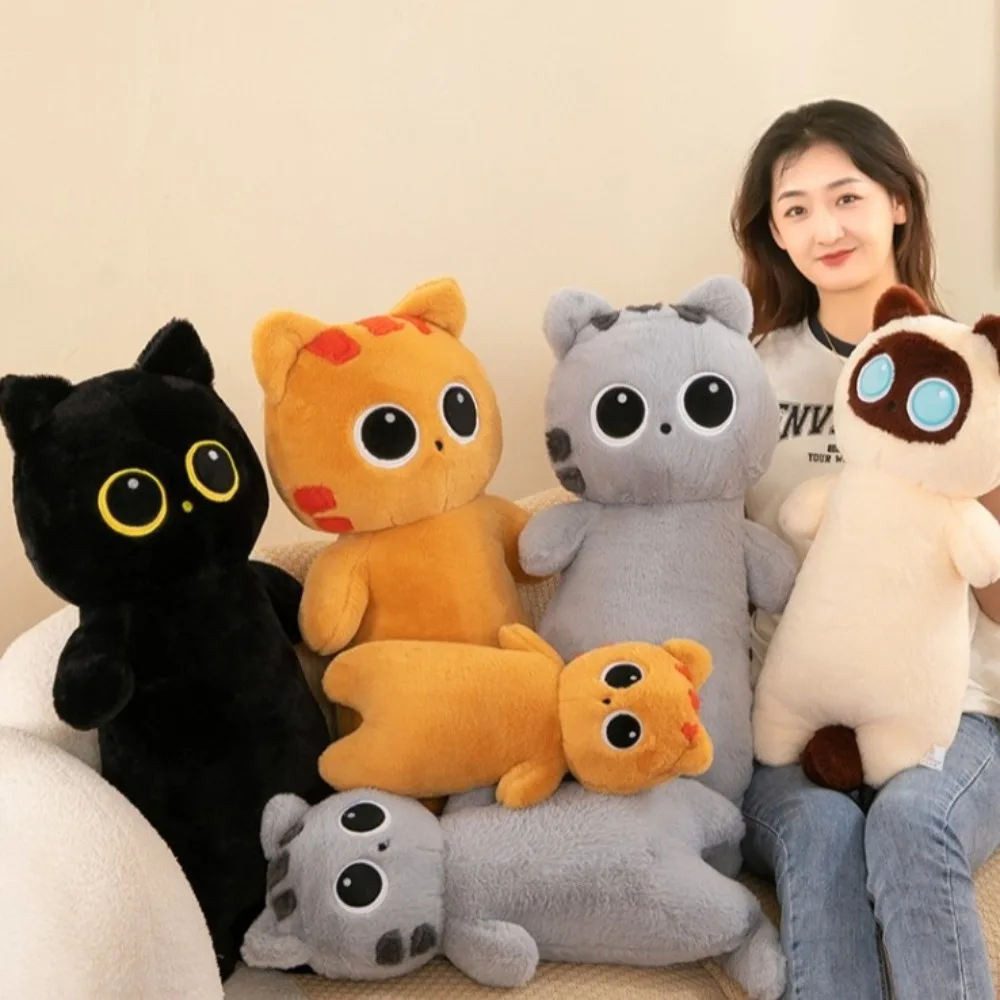 Cute Cartoon Black Siamese Cat Plush PP Cotton Simulation Animal Bolster Pillow Kawaii Soft Long Giant Cats Plush Home Decor