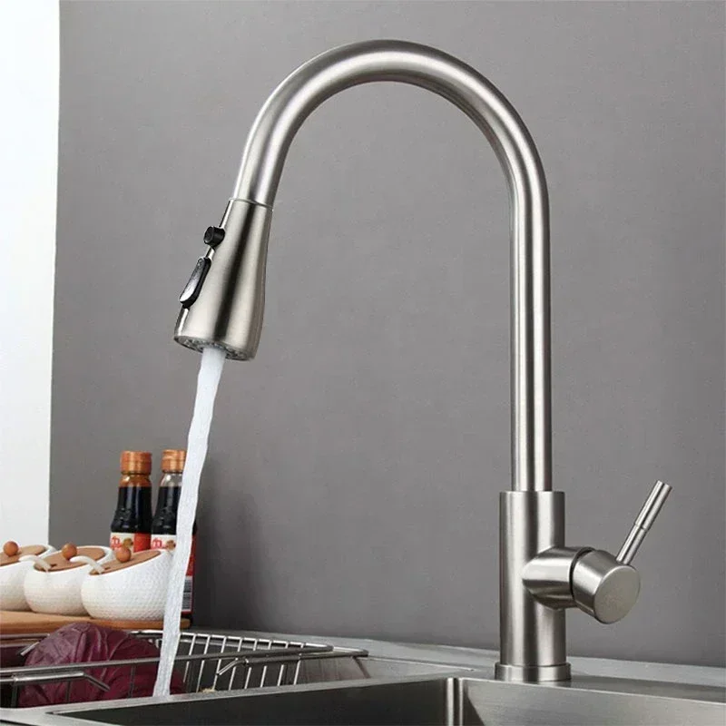 360° Rotation Hot Cold Water Tap for Kitchen Single Handle Pull Out Kitchen Faucet 2-way Sprayer Water Mixer Tap Deck Mounted
