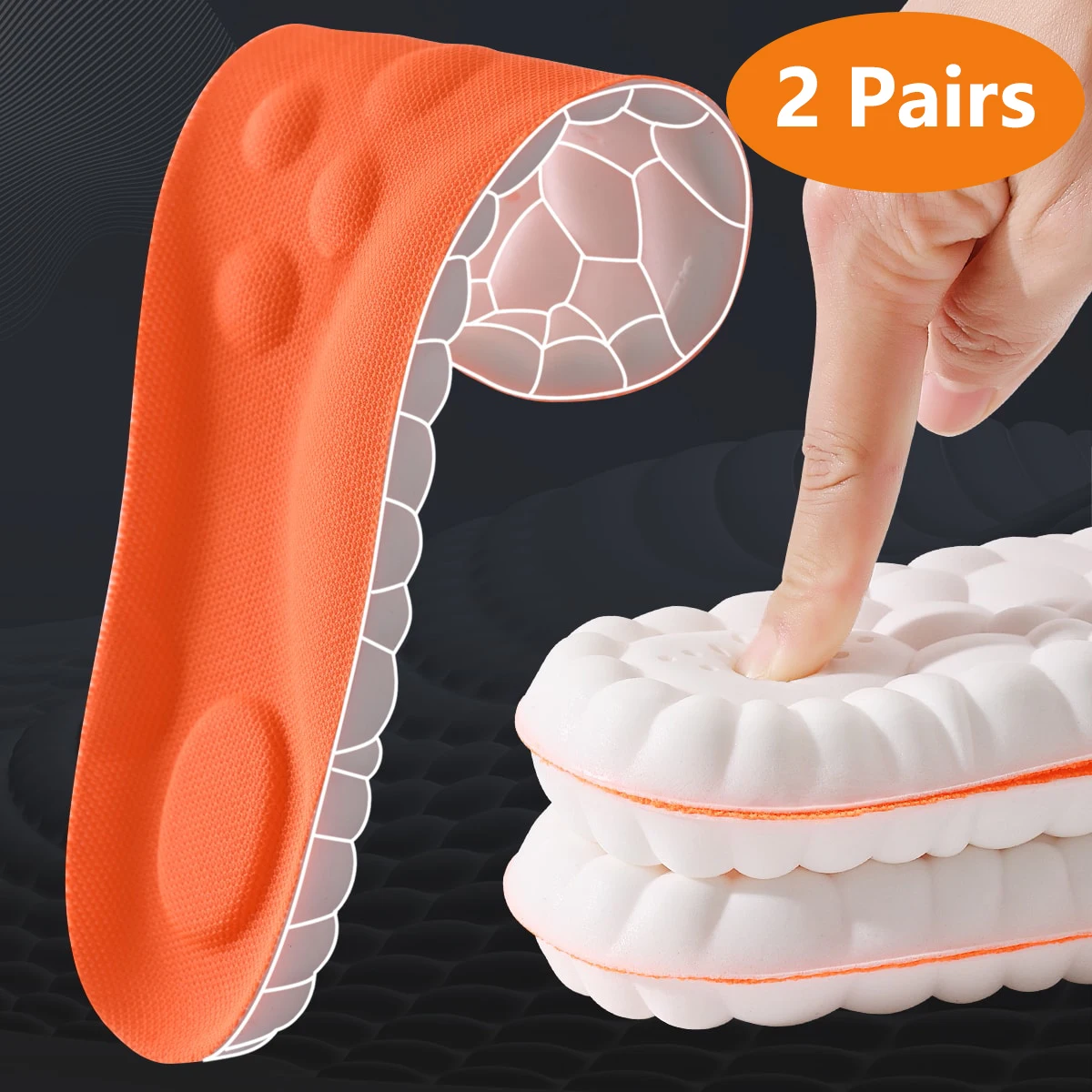 1/2/4pairs Latex Sport Inlegzolen Zachte Hoge Elasticiteit Schoen Pads Orthopedische Ademend Schokabsorptie Kussen Steunzool Binnenzool