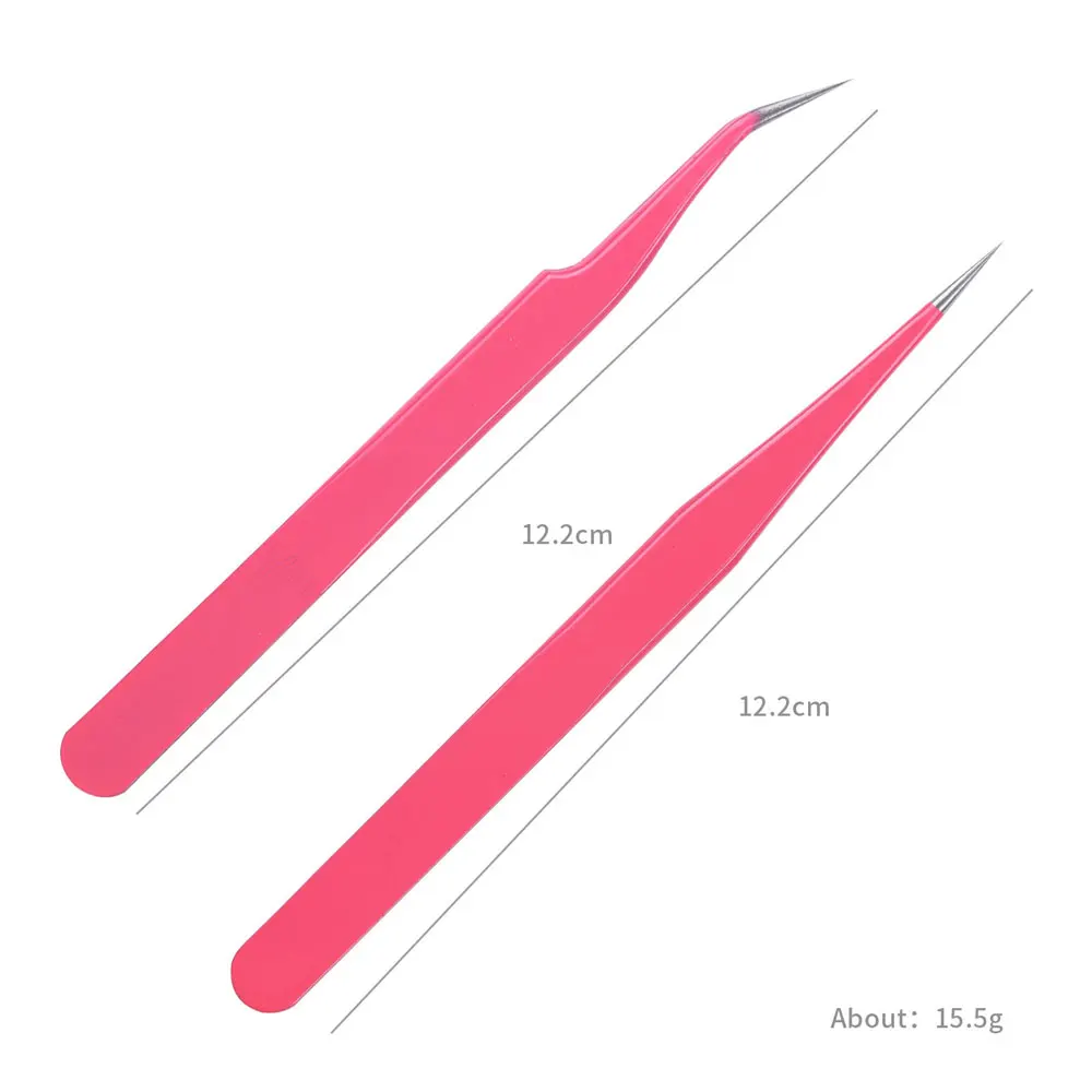 まつげエクステ用精密ピンセット,ステンレス鋼,ストレートヘッド,まつげエクステ,ニッパークリップ,ネイルアート,2個