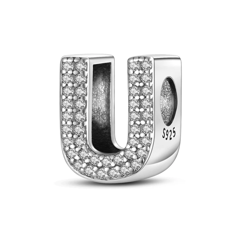 925 Sterling Silber, passend für 925 Original-Armband, DIY A-Z, Alphabet, Charms, Perle, CZ, Zirkon, LIEBE, Buchstabe, baumelnder Anhänger, Schmuck, Geschenk
