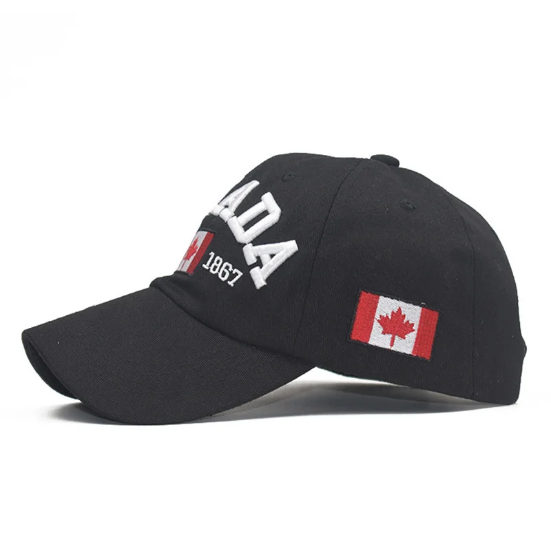 Gorra de béisbol de algodón Unisex, gorro bordado con bandera de hoja de arce, Unisex, para exteriores