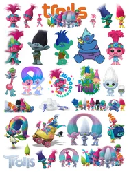 Disney Popular Movies Trolls clothes stickers Iron on patches thermo-stickers for children clothing printing