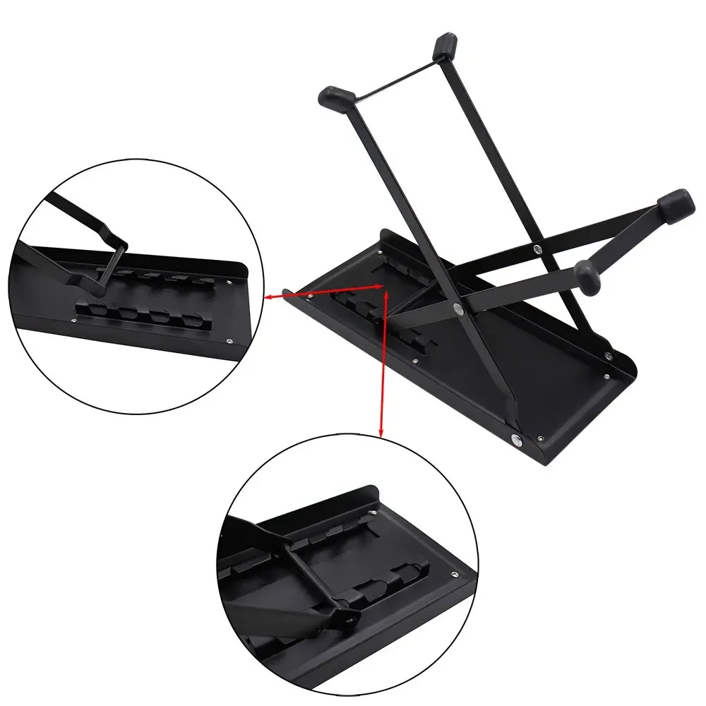 Guitar Foot Stool 4 Position Height Adjustable Foldable Guitar Pedal Foot Rest Step Footstool Black for Guitar Pedal Accessories