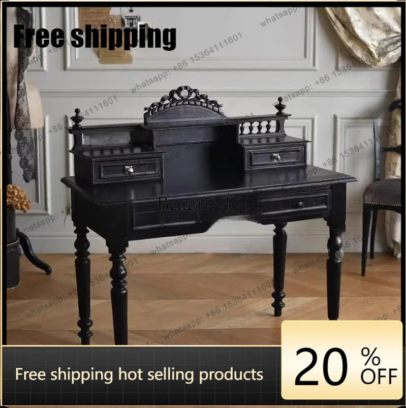 

X4 American retro old solid wood dresser French gothic bedroom makeup table