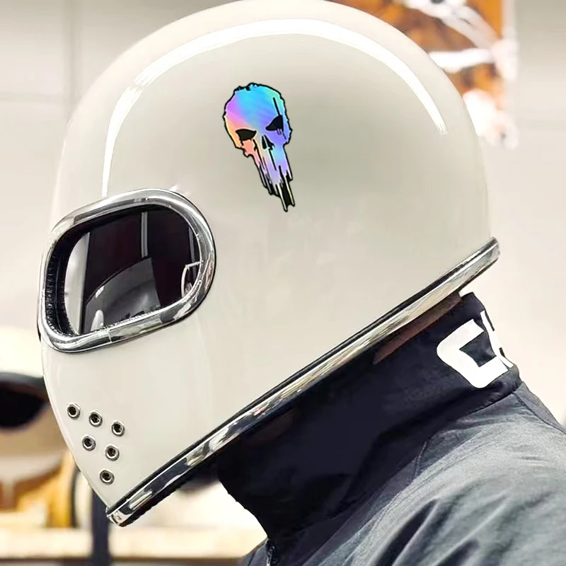 2pcs 2D Flat Dripping Skull Vinyl Sticker, Waterproof Decal For Motorcycle Fuel Tank Window Decor, Holiday Gift
