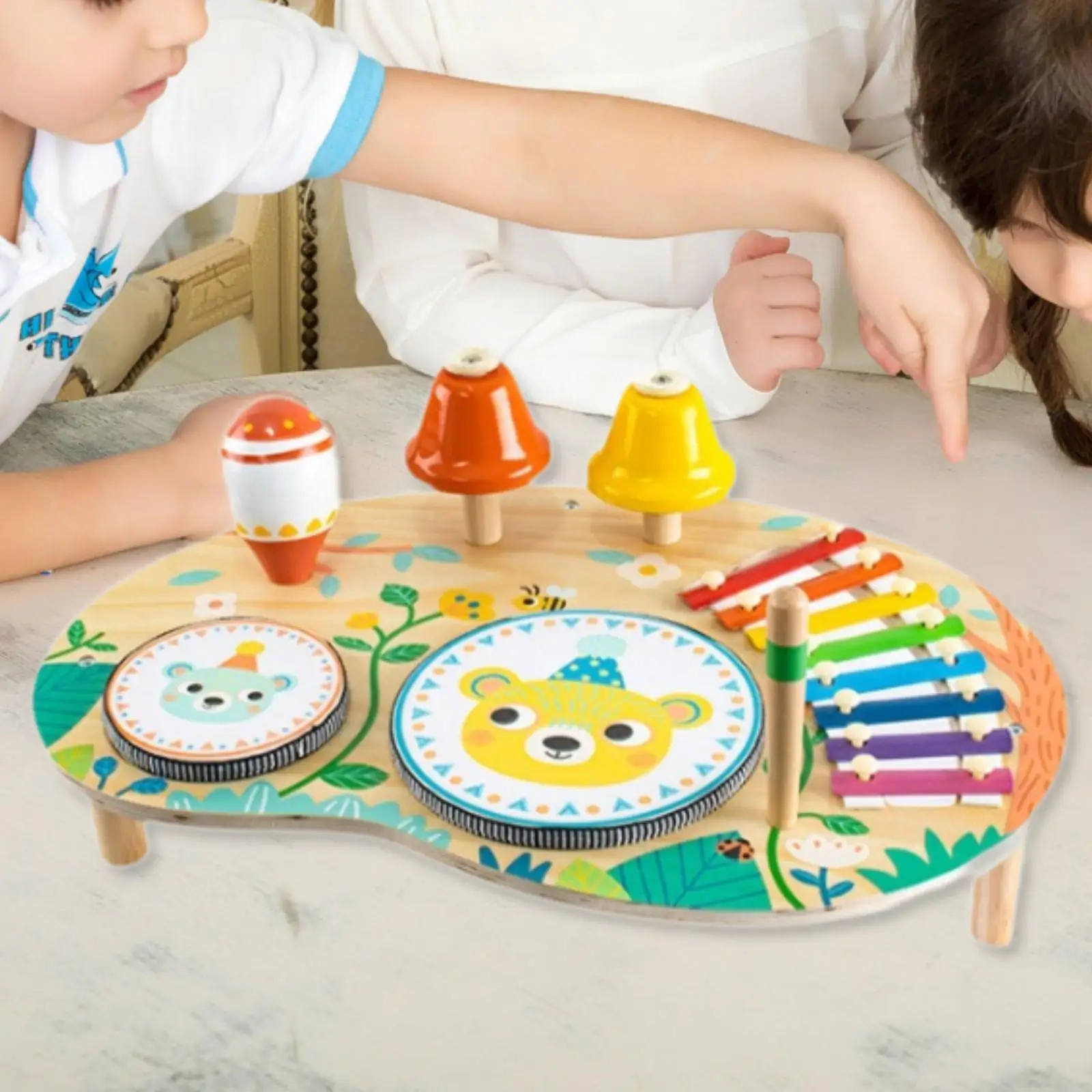 Montessori Xylophone Multifonctionnel pour Bébé, Ensemble de Tambour Musical pour Enfants