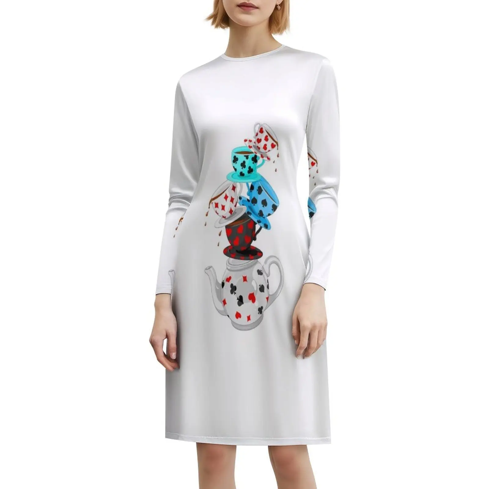 أكواب الشاي فستان بوهيمي عتيق بأكمام منتفخة أو خيارات بدون أكمام للنساء فستان أكواب شاي فاب أربعة قهوة نسائية بريطانية #6