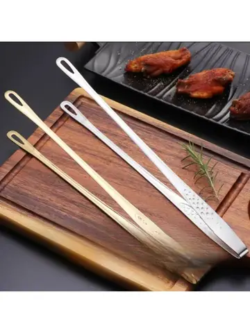 Stainless Steel BBQ Tongs Set Anti-slip Grip Kitchen Tools for Steak Bread Food Cooking Small Accessories