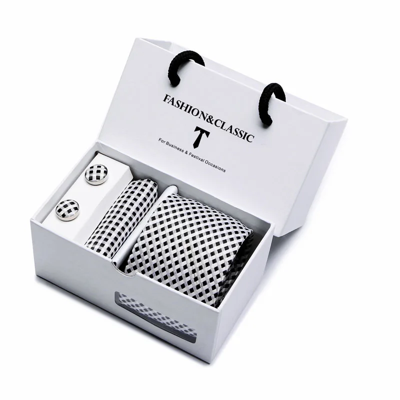 Heißer Verkauf Schwarz Paisley Krawatte Einstecktuch Manschettenknöpfe Set Für Männer Formale Luxus Hochzeit Gravatas In Geschenk Box – Detail 22