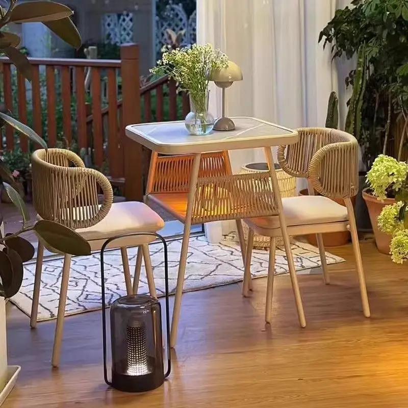 

Balcony Small table and chair combination Leisure Internet celebrity garden Small apartment One table and two chairs