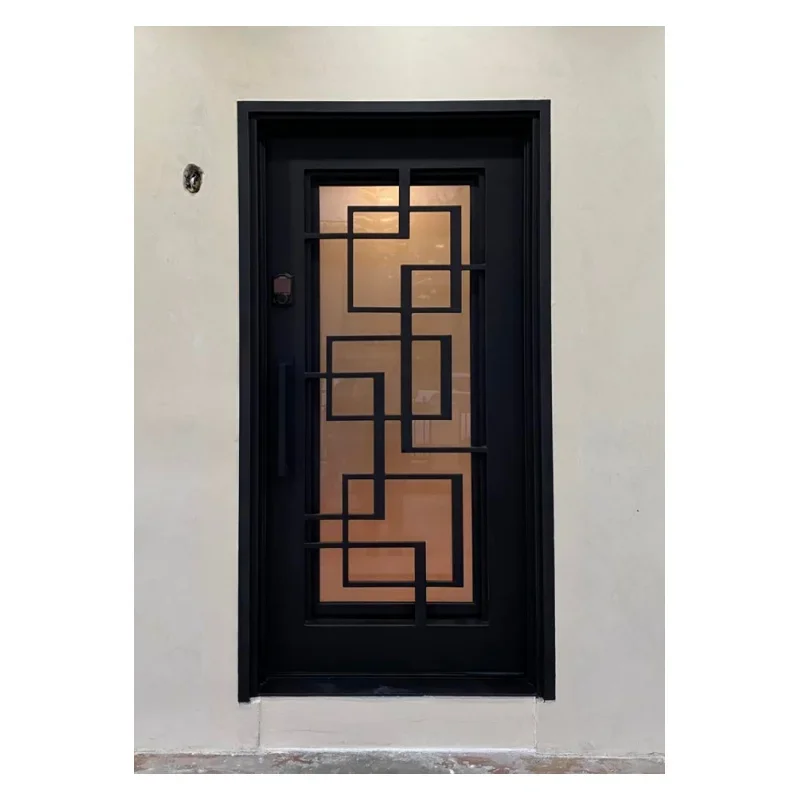 Modern Single Wrought Iron Door For Entry Exterior Villa Apartment Outdoor Application