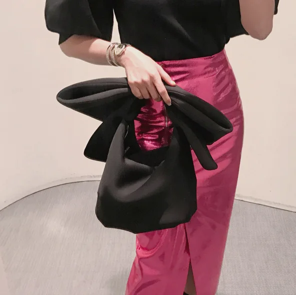 INS Concave Styling Makeup BAG RIBBON BAG Cute Bow Space Cotton Hold Bag