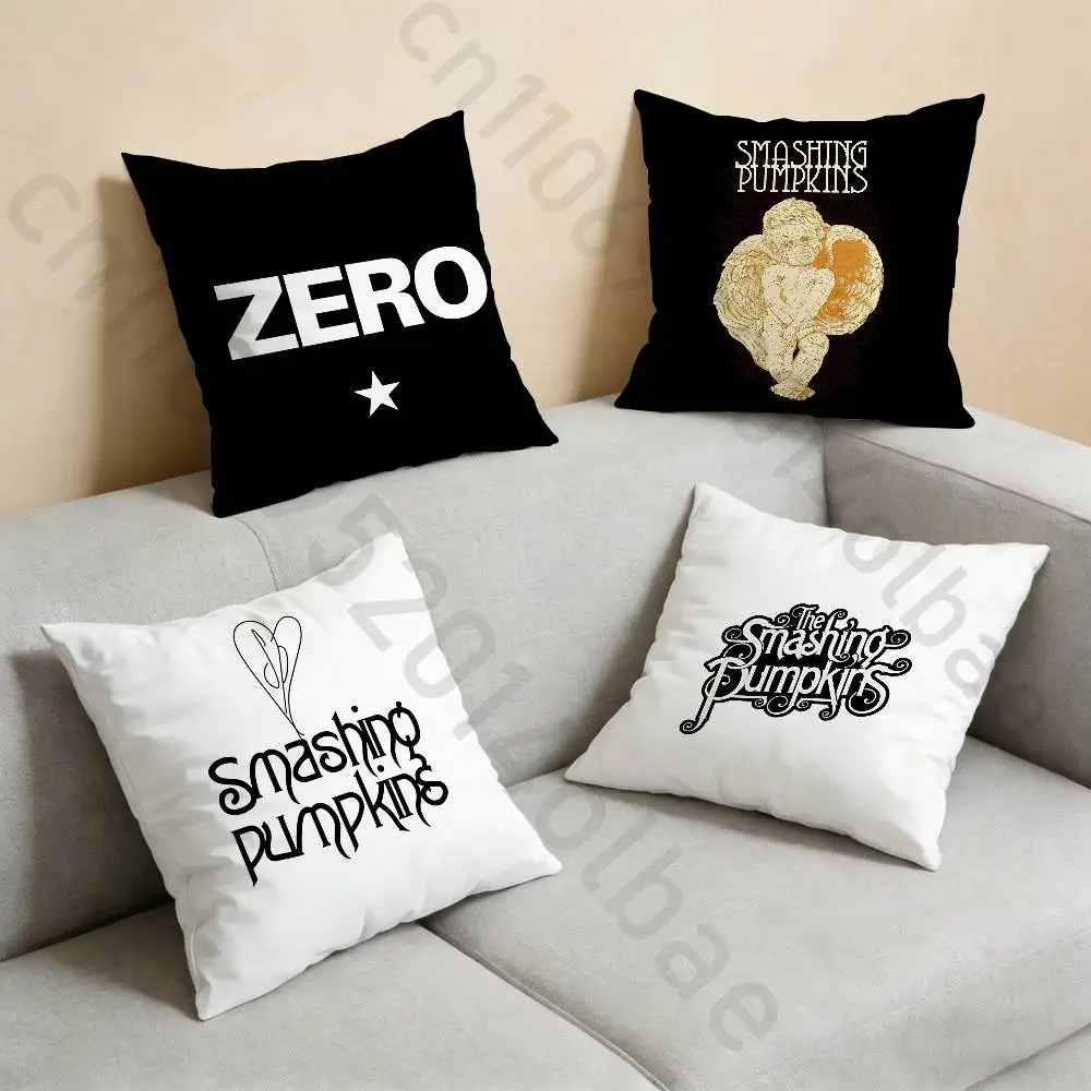 

S-Smashing Pumpkins Band Pillow Case Square Double-Sided Printing Short Plush Sofa Cushion Cover Bedroom Bedside Pillow
