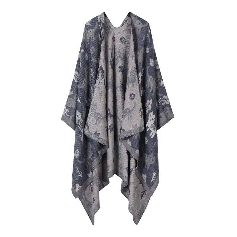 ヨーロッパ系アメリカ人の人気のタッセル肥厚カシミアのような国民風トラベルフォークショールスカーフ秋のポンチョケープ