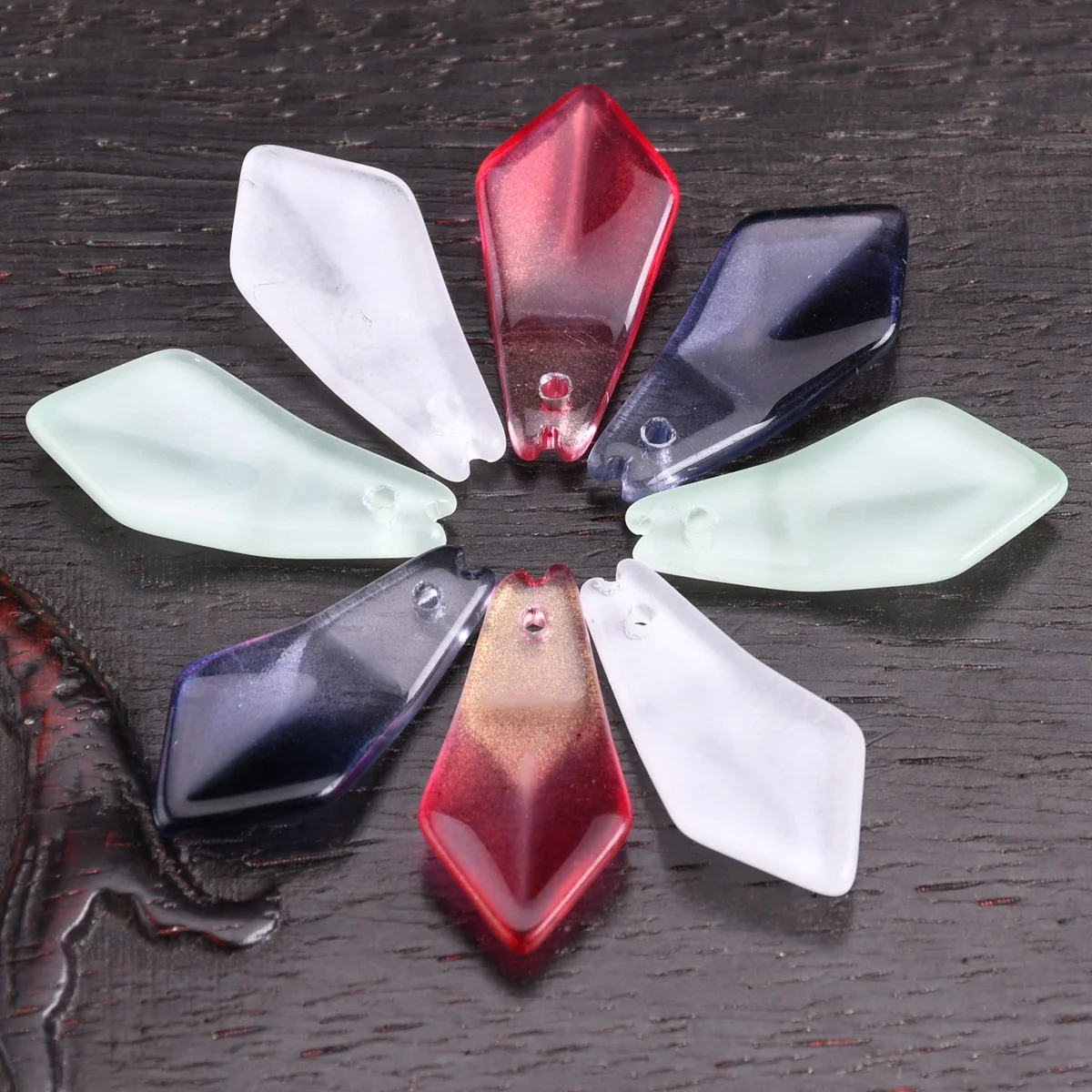 20pcs Arrow Petal Shape 25x13mm Lampwork Glass Loose Top Drilled Pendants Beads For Jewelry Making DIY Flower Findings