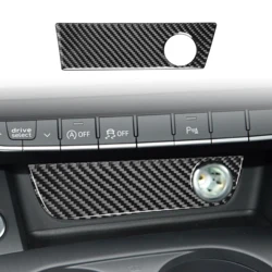 Auto Interior Carbon Fiber Car Cigarette Lighter Panel Sticker Decoration Trim Decal LHD For Audi A4 B9 RS4 S4 2017 2018 2019