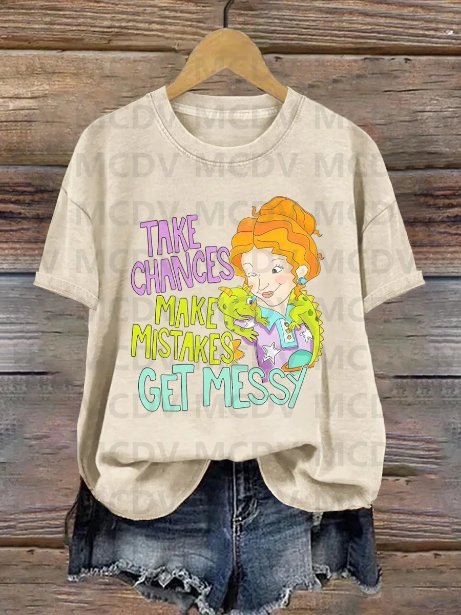 Take Chances Make Mistakes Get Messy Witch Halloween Art Print T-shirt 3D All Over Printed Women's T Shirts