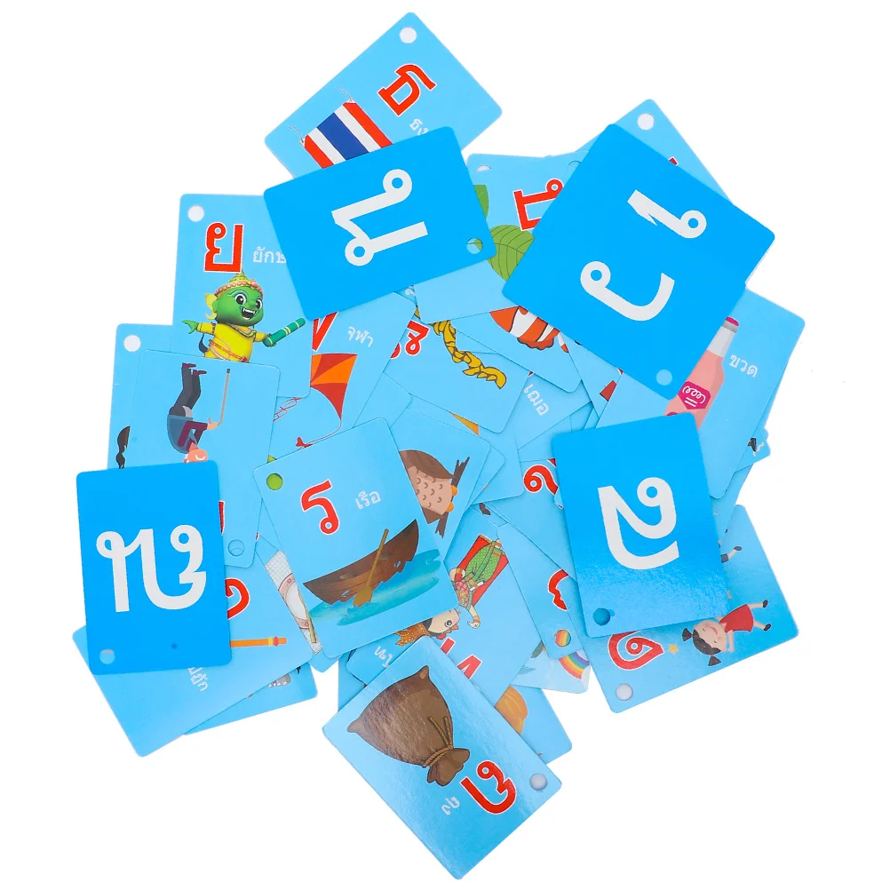 45 pezzi di schede flash tailandese per vocabolario per i più piccoli Giochi educativi in età prescolare Materiali per l'apprendimento Giochi educativi