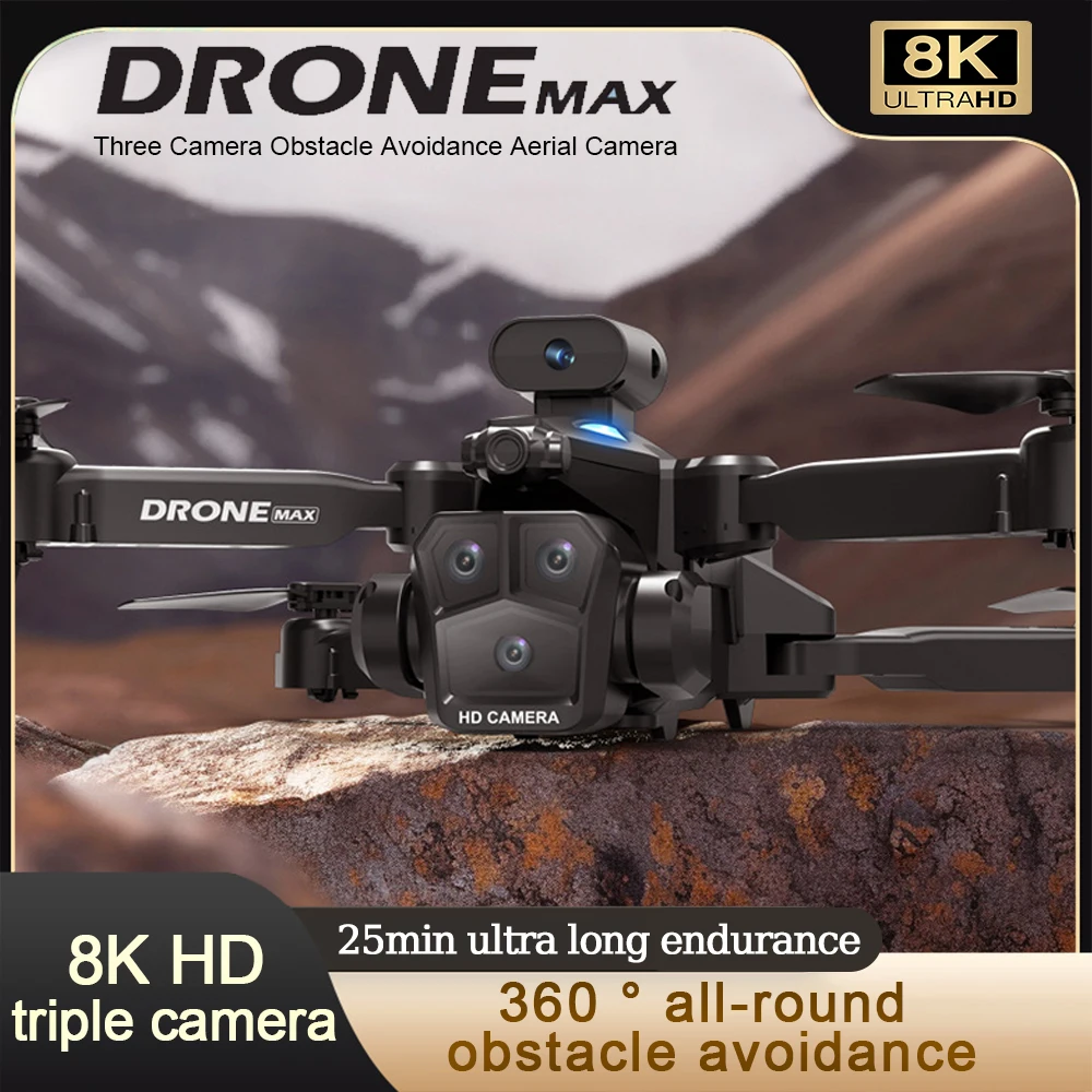 

Drone New C10 8K HD Professional Three-Camera Aerial Photography 360°Obstacle Avoidance Optical Flow Long Range Drone Quadcopter