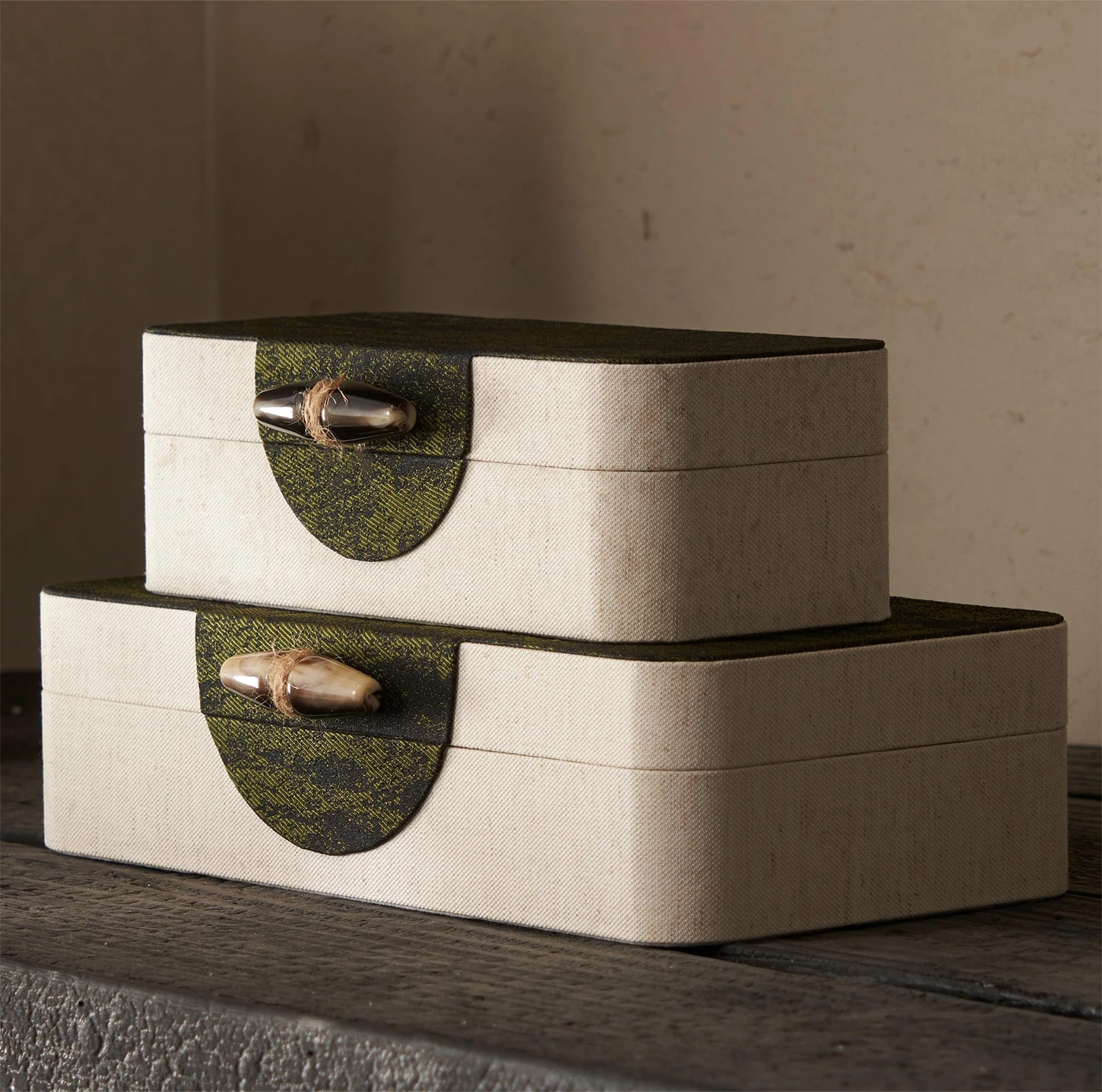 DCASA New Chinese Style Element Moss Pattern Fabric Storage Box Decoration Box Model Room Ornament Advanced Sense