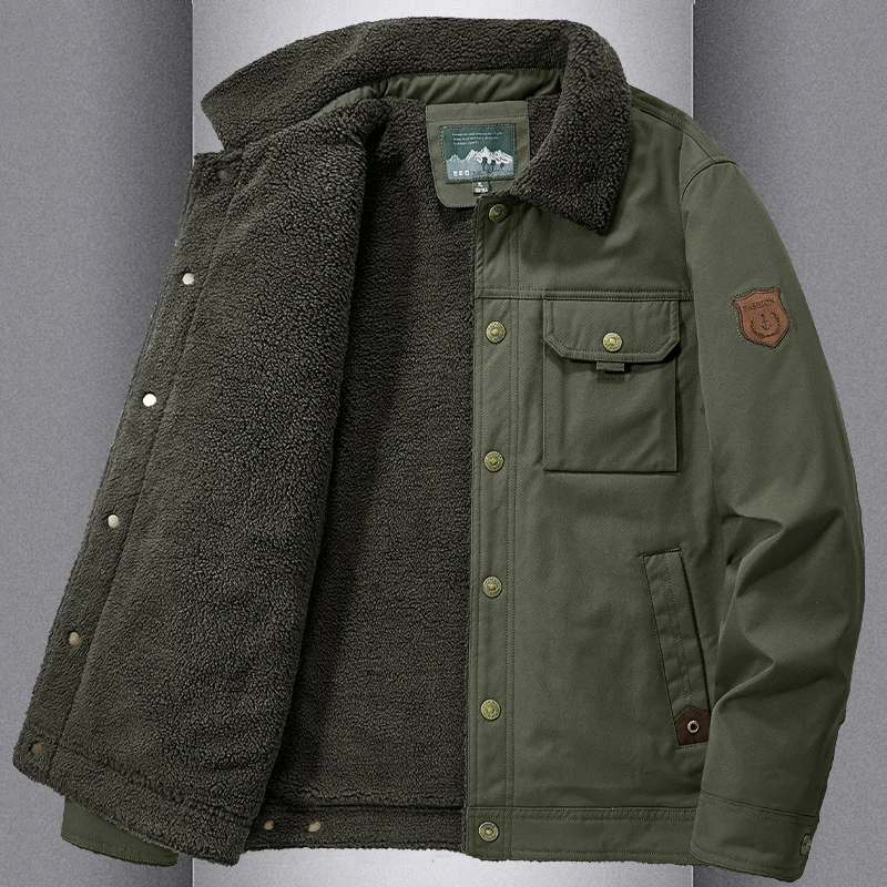 

Мужская зимняя рабочая куртка из хлопка с утолщенной флисовой подкладкой и меховым воротником, теплая и прочная, большие размеры, молодежный модный городской стиль