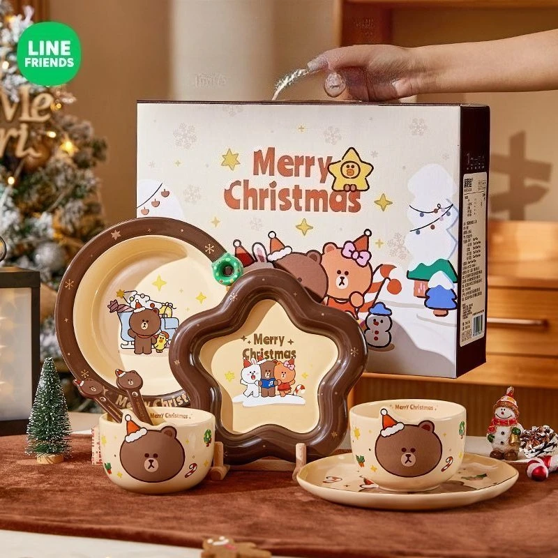 LINE FRIENDS クリスマスギフトセット 限定グッズ 食器7点セット LINE