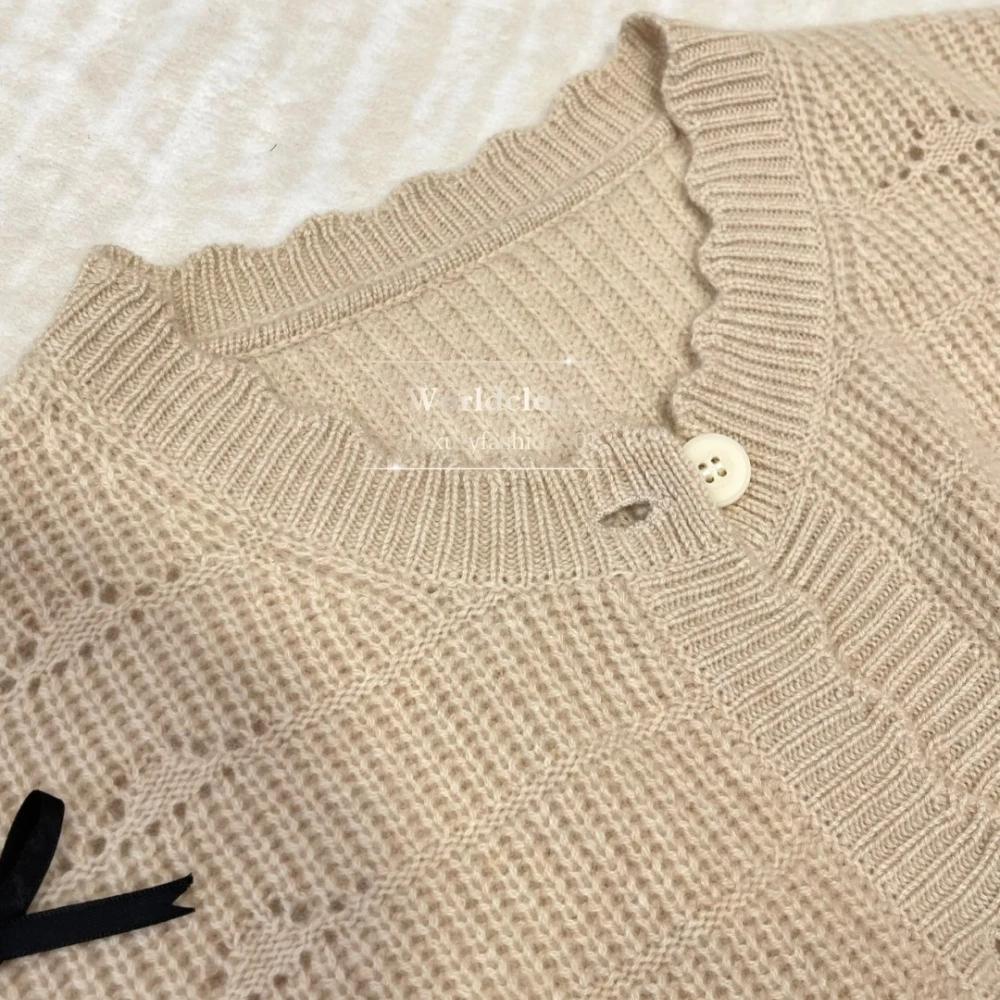 عالية الجودة دقيق الشوفان الكاكي كم طويل القوس الدانتيل سترة بلايز 2025 جديد