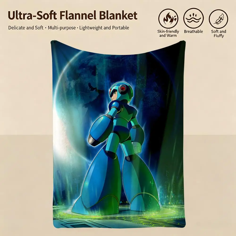 game M-Mega Man-n Throw Warm Soft Flannel Blanket, Multi-use for Sofa Bed Camping Travel Nap