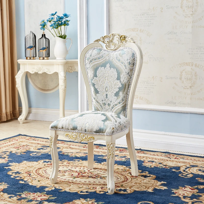 

Nordic Retro Solid Wood Dining Chair Luxury Carved Home Restaurant Chair Vintage European Style Chair Stool Home Furniture
