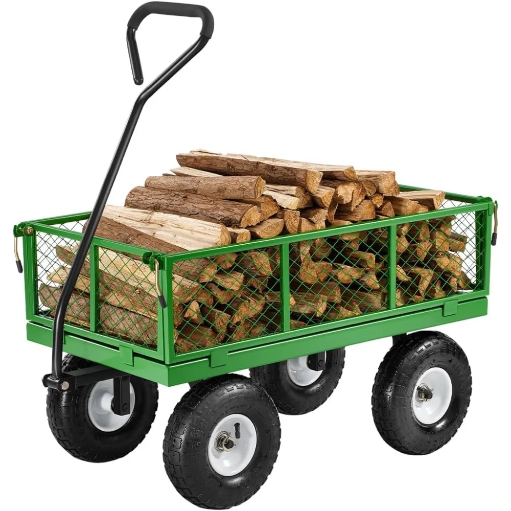 

Heavy-Duty 680 lbs Capacity Steel Garden Cart with Wheels for Outdoor Utility and Yard Work