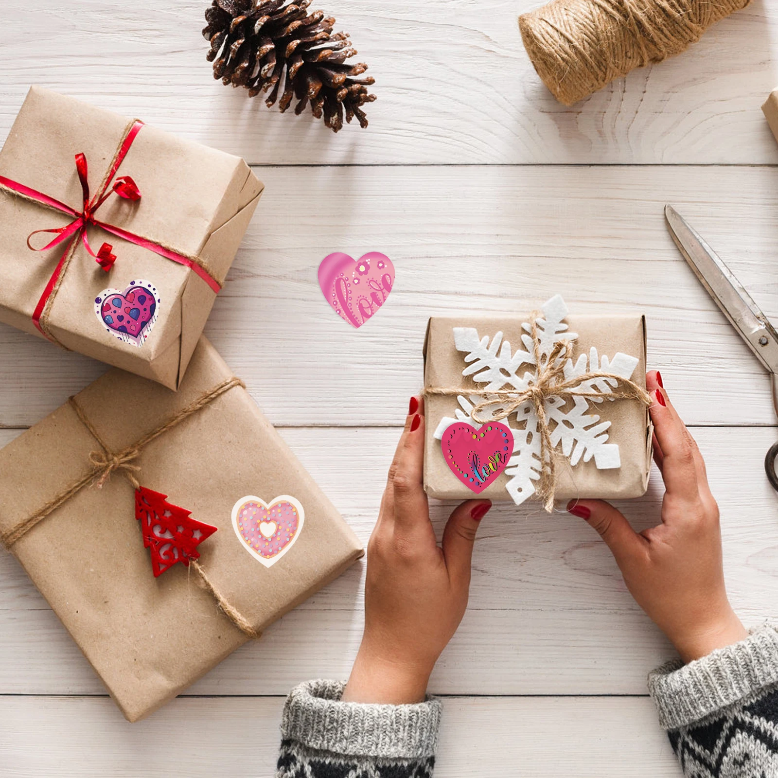 500 قطعة/لفة من ملصقات الحب، بطاقة تذكارية لعيد الميلاد والذكرى السنوية، عيد الحب، زينة هدية شكرًا لك، إلخ.