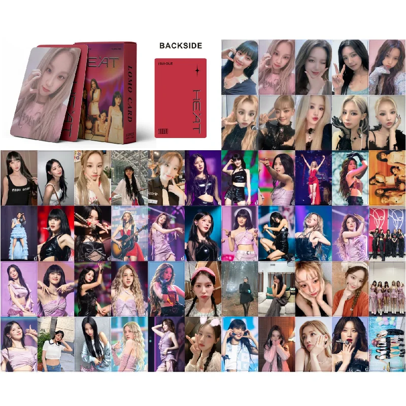 55Pcs/Set KPOP G I-DLE Lomo Cards New Album HEAT SONG YUQI Minnie HD Double-sided High Quality Postcard Photo Cards Fans Gift