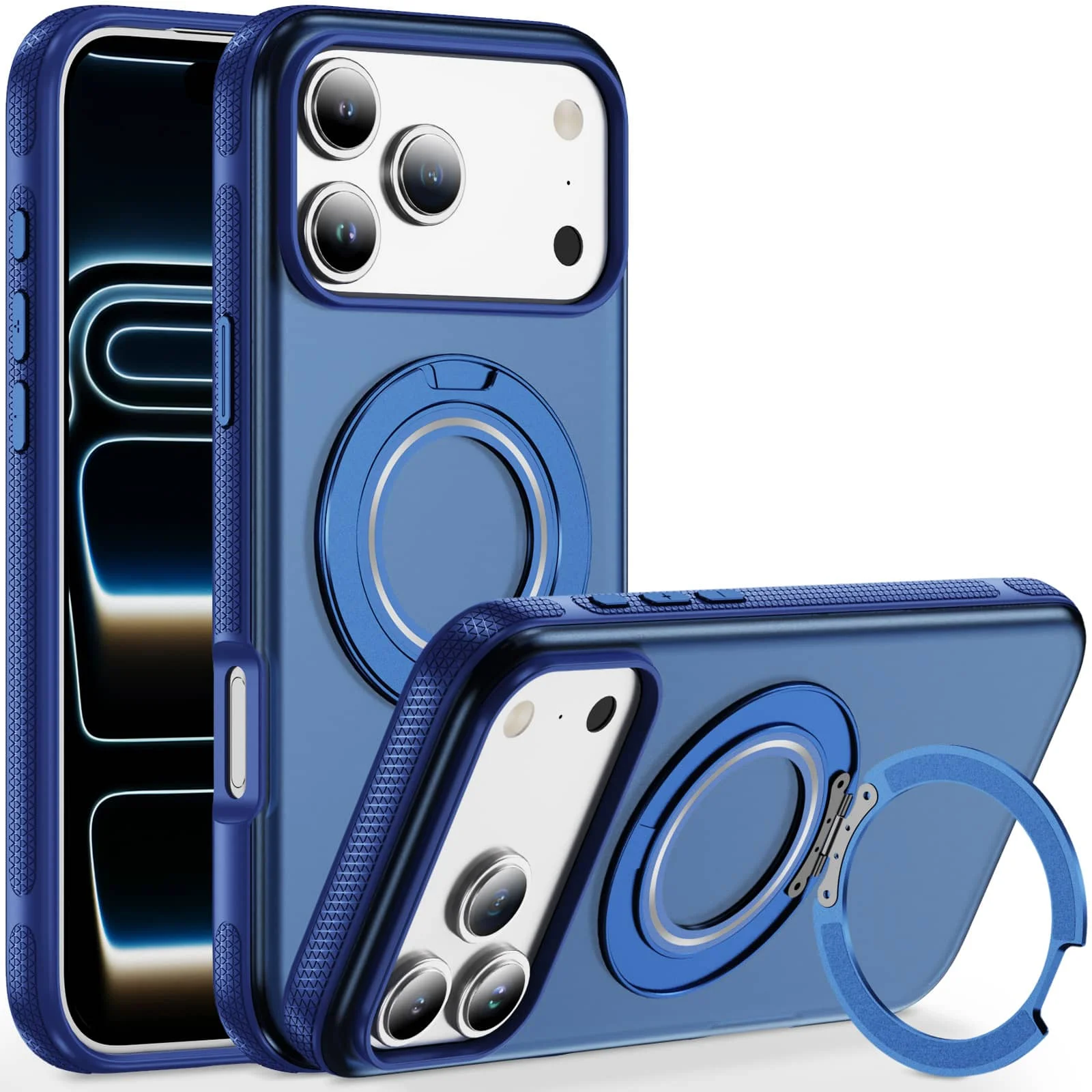 

Магнитная подставка на 360 градусов для iPhone 17/Air/16/15/14/13/12 Pro Max 11, чехол, подходит для магнитной вращающейся кольцевой подставки, тонкая полупрозрачная