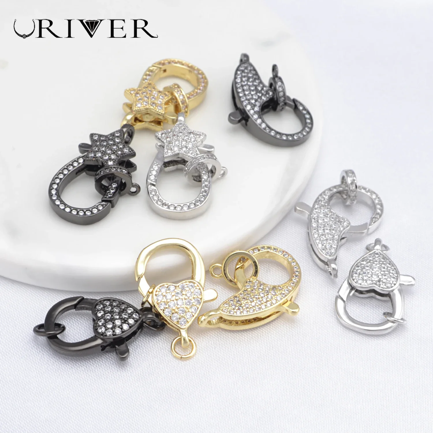 Charms for DIY Jewelry Making Materials Zircon Accessories Chains Bracelets Necklaces Pendant Hooks Closure Fastener Lock 1 Pcs