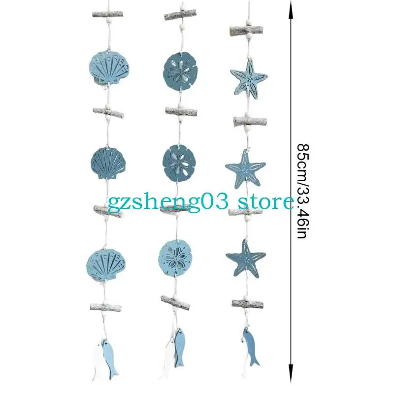 U75C Ocean Theme Decoration Decoration Blue Fish Sea Shell Ornament para parede e janela