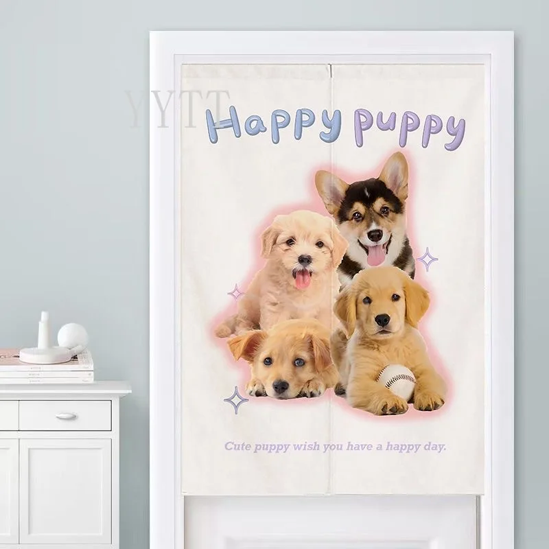Cartoon Corgi Dog Animals Door Curtain Home Bedroom Kitchen Noren Entrance Decor Screen Doorway Japanese Partition Curtain